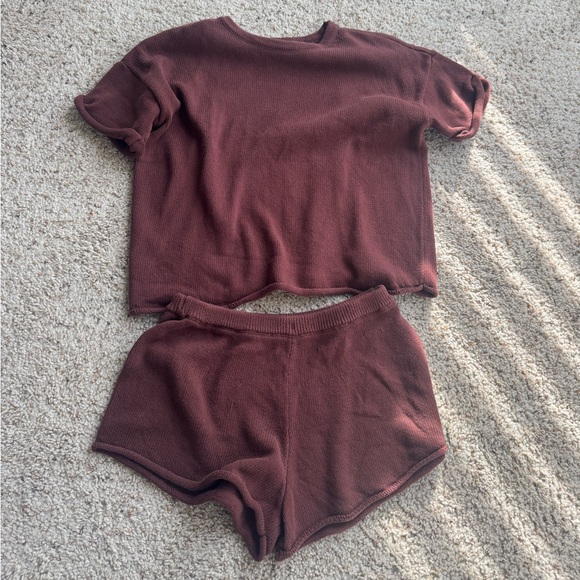 Free People Burgundy Lounge Set - Picture 1 of 4